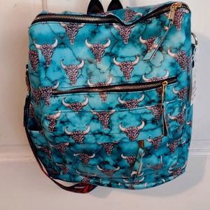 New Steer Horn Back Pack Faux Leather Tote